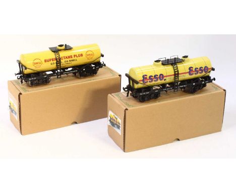 Two Darstaed 0 gauge bogie tank wagons: 'Esso' yellow &amp; 'Shell Octane Plus' yellow. Ex-factory stock, new (M) (BNM)