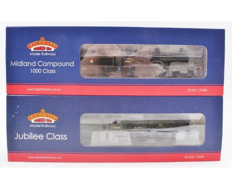Two Bachmann 00 gauge locos to include a Midland compound in BR black, early emblem, with DCC fitted, and a Jubliee class "Dr