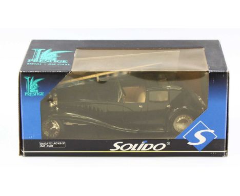 A Solido Prestige edition 1/18 scale model of a No. 8001 Bugatti Royale housed in a card plastic window box