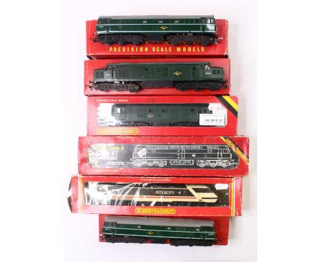 A collection of Triang 00 gauge locos, including a class 91 electric loco, in Inter City livery, boxed in original box, missi
