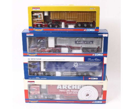 A Corgi limited edition 1/50 scale group of four boxed modern issue haulage diecast to include No. CC122221 Scania 4 Series C