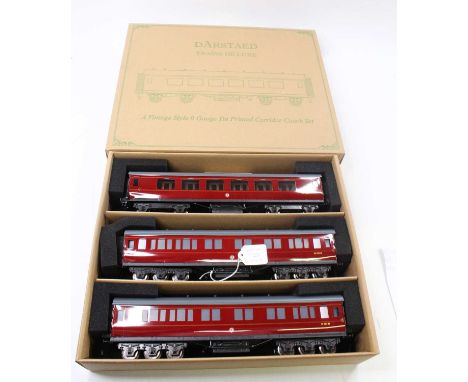 Darstaed Set C BRII (ex LMS Period II) set of three coaches, maroon lined black &amp; orange, grey roofs, fitted with interna