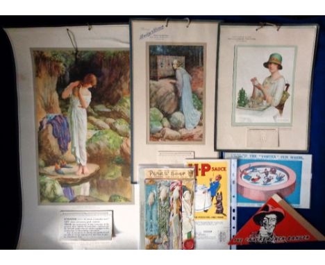 Ephemera, an interesting collection of assorted items to include advertising, Pears' Soap bookmarks circa 1890 (4), 3 1920s c