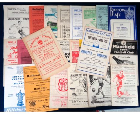 Football programmes, Hull City Aways, 1957/58, 26 programmes including Workington, Southport, Sheffield Wednesday FAC, Gatesh