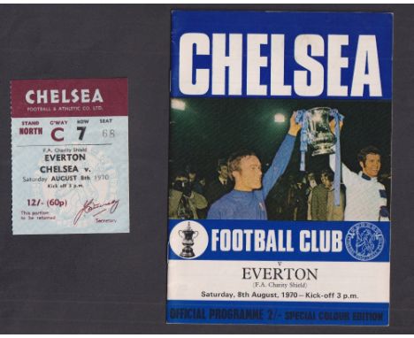 Football programme & ticket, Chelsea v Everton, F.A. Charity Shield, 8 August 1970, official programme & match ticket (both v