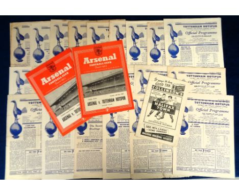 Football programmes, Tottenham Hotspur, 1952/53, 24 Home programmes inc. Sheffield Weds, Tranmere FAC (poor), Newcastle, Pres