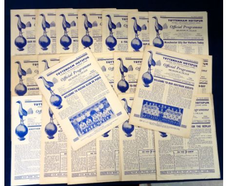 Football programmes, Tottenham Homes 1953/54, 22 programmes inc. Blackpool, Racing Club Paris (Friendly), Manchester Utd, FC 