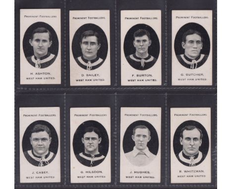 Cigarette cards, Taddy, Prominent Footballers (London Mixture), West Ham, 8 cards, H. Ashton, D. Bailey, F. Burton, G. Butche