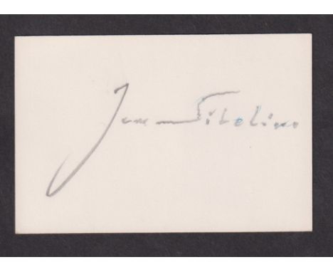 Autograph, Music, Jean Sibelius (1865-1957), Finnish composer, a cream card (approx. size 11.5 x 7.5 cms) signed in pencil in