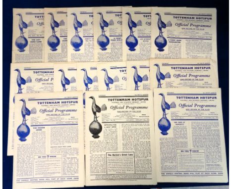 Football programmes, Tottenham Hotspur, 1951/52, 15 Home programmes (inc. 2 duplicates) noted Blackpool (x2), Brentford Res C