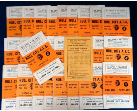 Football programmes, Hull City Homes, 1957/58, 28 programmes including Accrington Stanley (8th March &amp; 25th March), Barro