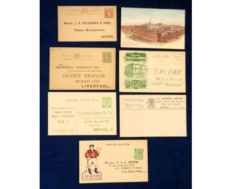 Tobacco advertising postcards, selection of 7 order & acknowledgement cards for F. & J. Smith, ITC (Ogden Branch), Kinnear Lt