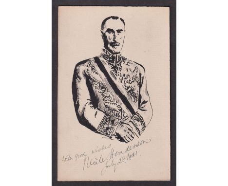 Autograph, Politics, Nevile Henderson (1882-1942), British Ambassador to Germany 1937-39, a sketch (may be printed) by T. Liv