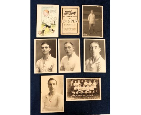 Football postcards, Tottenham, a collection of 8 cards inc. 5 player-portraits by Crawford, Channell, Rowe, Walters, Lindsay,