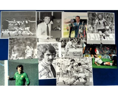 Football autographs, a collection of 20 signed photos, colour & b/w, various sizes inc. Andy Cole, Steve Coppell, Nigel Cloug