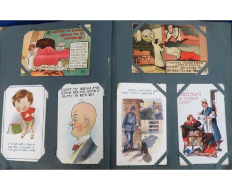 Postcards, a vintage album of approx. 270 mixed UK cards, mostly comic and greetings, inc. McGill, Studdy (Bonzo), Felix, Att