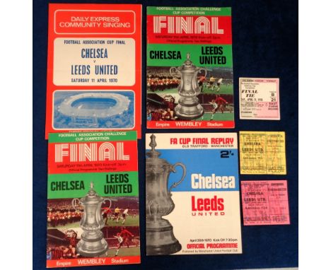 Football programmes & tickets, Chelsea v Leeds United, FA Cup Final, 11 April, 1970, two programmes from the first match each