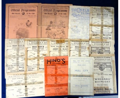 Football programmes, Hull City, pre-war &amp; wartime home &amp; away selection (14), all in POOR, condition, homes (8) v Hud