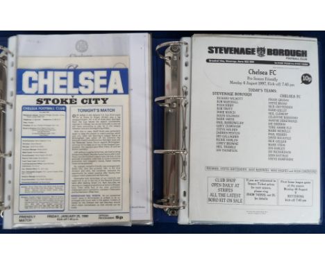 Football programmes, Chelsea FC, a collection of Home and Away Friendly programmes, mostly 1980's onwards, many large format 