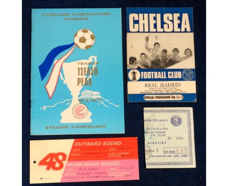 Football programmes & ticket, Real Madrid v Chelsea, ECWC Final, 19 May 1971, official Greek match programme with match & fli