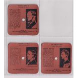 Cigarette cards, The Record Tobacco Co, Sportsmen (The Talkie Cigarette Card), three cards, all