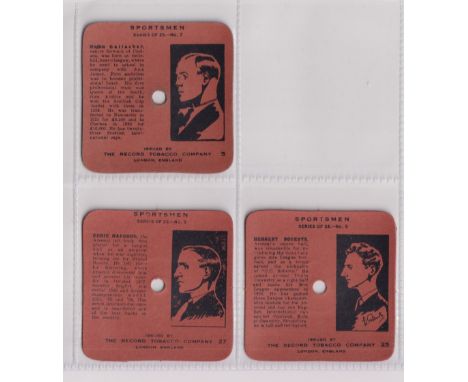 Cigarette cards, The Record Tobacco Co, Sportsmen (The Talkie Cigarette Card), three cards, all football, no 7 Hughie Gallach