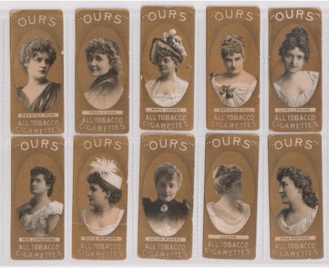 Cigarette cards, USA, Thos. H, Hall, Actresses ('OURS', with Sun rays around the oval), ref N349, ten different cards, Doroth