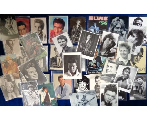 Postcards, Male Pop Stars, 40 cards to include vintage and 1990s, Elvis Presley (4), Vince Taylor, Fats Domino (3), Billy Fur