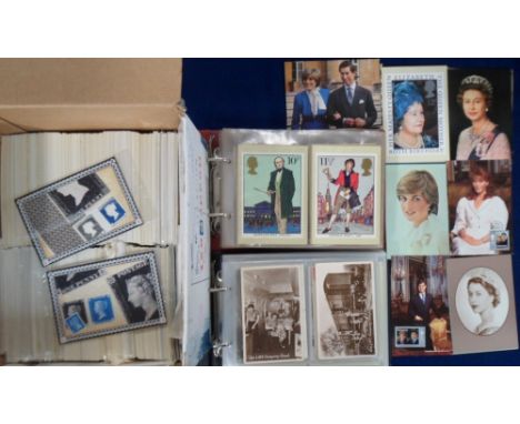 Postcards, a large collection of over 900 mainly PHQ cards and a few modern Royalty, also vintage cards of LMS camping coach 