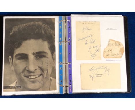 Football autographs, a folder containing a collection of original autographs on album pages, magazine pictures, cuttings, car