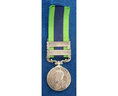 Militaria, India Service Medal, George V with 1930 Mohmand and 1930-31 North West Frontier bars, complete with ribbon. Engrav