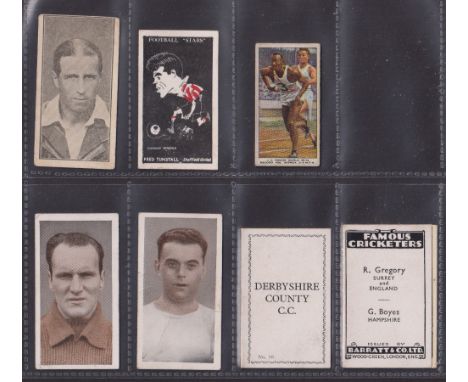 Trade cards, 7 scarce type cards, Poppleton's, Cricketer Series (1, no 17), Barratt's, Football Stars (hand coloured, 1), Cri