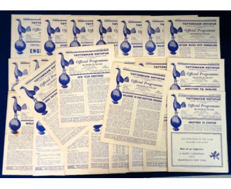 Football programmes, Tottenham Homes, 1956/57, 29 programmes inc. Leicester FAC, (x2),  Everton, Preston, Newcastle, Manchest