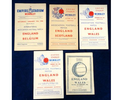 Football programmes, 4 England Wartime International games all played at Wembley v Wales 27 Feb 1943, &amp; 25th Sept 1943 al