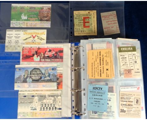 Football tickets, Chelsea FC, a folder containing a collection of 100+ big match tickets, all involving Chelsea FC, Cup Final