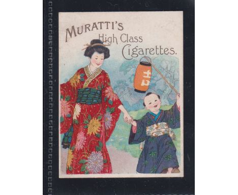 Cigarette card, Muratti, Advertisement card (88mm x 67mm, white border M958-060), Chinese lady with boy who is holding an ora