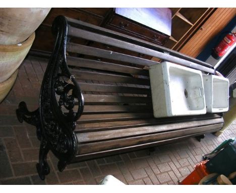 Wrought iron and hardwood garden bench - 250cm