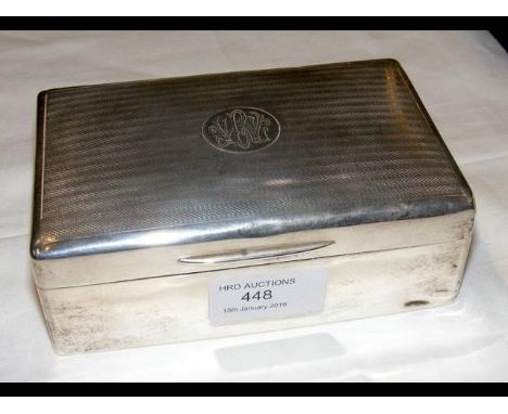 An engine turned silver cigarette box CONDITION REPORT377g TOTAL WEIGHTDINK LOWER RIGHT FRONT