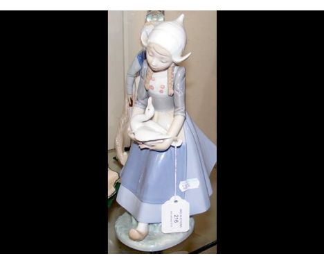 Lladro figure of girl carrying duck 26cm