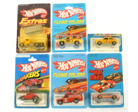 Hot Wheels (Mattel) group to include "Flying Colours" Super Scraper - yellow, red and orange plastics; Emergency Squad - red 