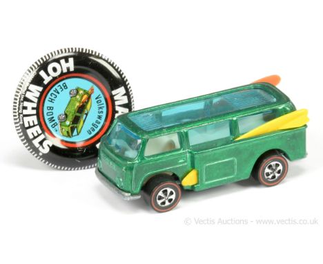 Hot Wheels (Mattel) - Redline - 6274 Volkswagen Beach Bomb - finished in metallic green with orange and yellow plastic surfbo