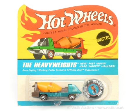 Hot Wheels (Mattel) - Redline - 6452 Heavyweights Cement Mixer - dark metallic green (aqua shade), brown plastics with yellow