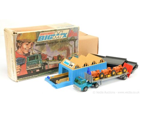 Matchbox Super Kings (Big MX) BM-2 Mechanised Tractor Plant &amp; Winch Transporter - to include Ford Truck and Trailer - met