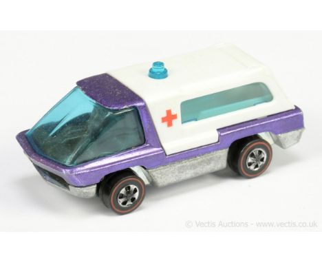 Hot Wheels (Mattel) - Redline - 6451 Heavyweights - "Ambulance" - metallic purple body, white plastic with blue tinted window