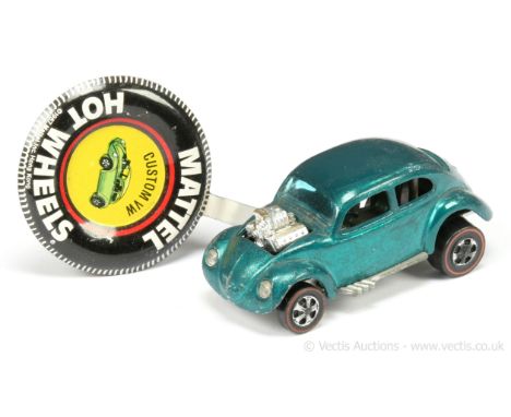 Hot Wheels (Mattel) ‑ Redline ‑ 6220 Custom Volkswagen (Beetle) ‑ RARE metallic dark aqua without sunroof ‑ RARE issue ‑ over