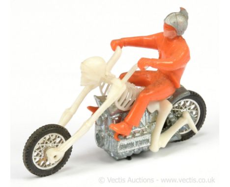 Hot Wheels (Mattel) Rrrumblers 6645 Bone Shaker with orange figure and silver helmet - without guide - overall condition is g