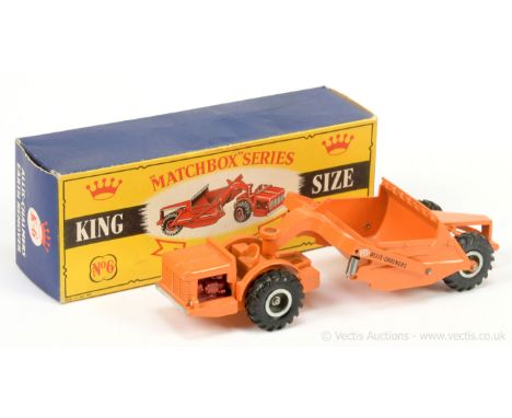 Matchbox King Size K6 Allis-Chalmers Earth Remover - orange body, bare metal cast hubs, dark red engine, silver trim to front