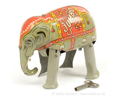 Matchbox early Moke Lesney Toys tinplate clockwork Jumbo The Walking Elephant - comes with a key (in working order when teste