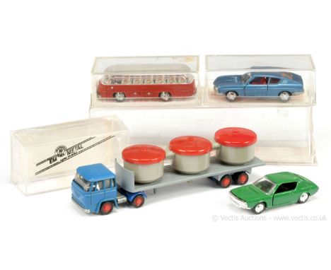 Schuco a group to include (1/66th scale) Renault 17 Coupe - green, black interior; Audi 100 Coupe - metallic blue, red interi