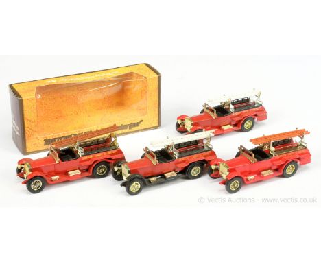 Matchbox Models of Yesteryear Y6 Rolls Royce Fire Engine group of 4 variations (1) red including chassis, black seats, gold t